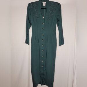 Concepts Vintage 90's Long Sleeve Full Button Front Midi Dress - Size S